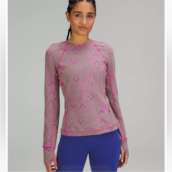 NWT Lululemon 'It's Rulu Run' Long Sleeve Running Top - Jacquard Pink (Sz 6) - Picture 1 of 14